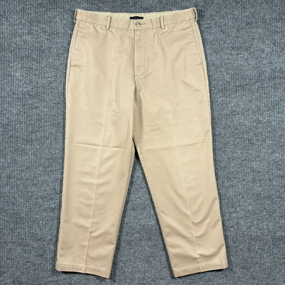 Dockers Premium Mens Pants 36x31 Beige Stretch Flat Front Relaxed Fit High Rise